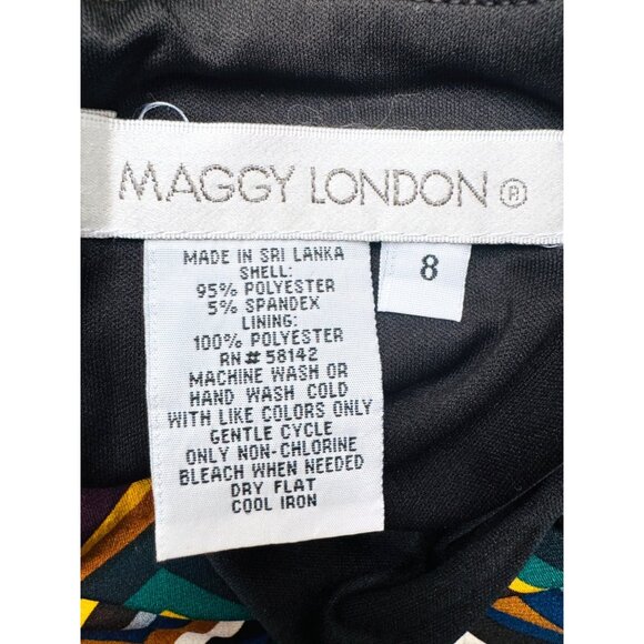 2/$30 Maggy London 8 Geometric Chevron Dress Multi-Color & Black 3/4 Sleeve NWT - Picture 4 of 12